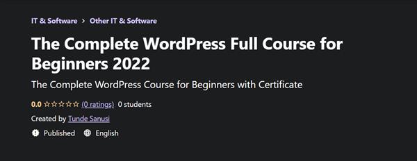 Udemy – The Complete WordPress Full Course for Beginners 2022