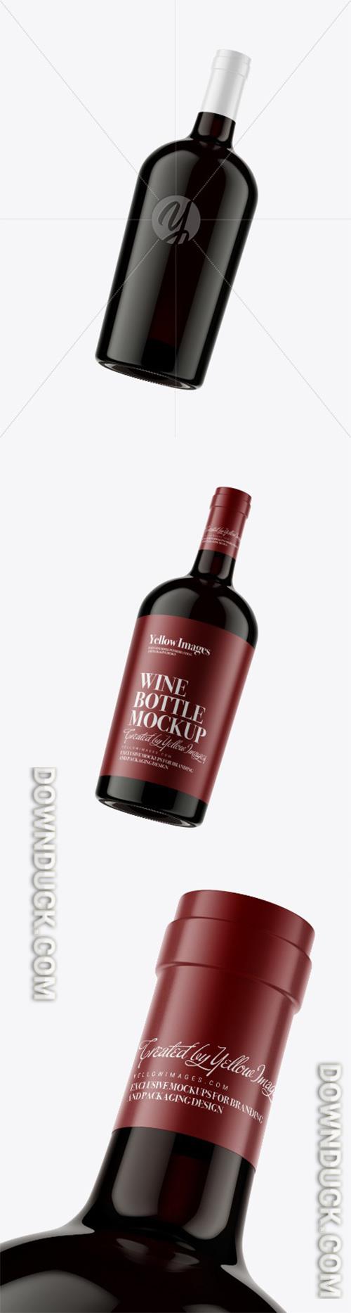 Antique Green Glass Bottle With Red Wine Mockup 46567