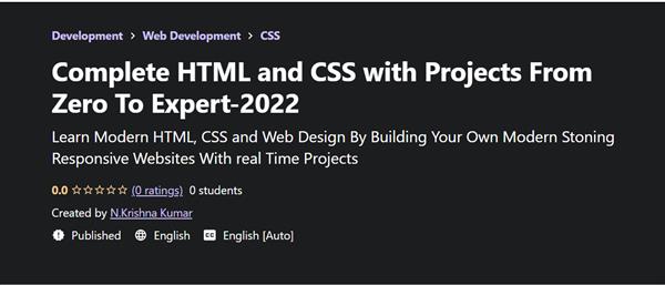 Udemy - Complete HTML and CSS with Projects From Zero To Expert 2022