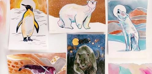 Expressive Little Animals – Watercolor Painting in Technicolor Black + White