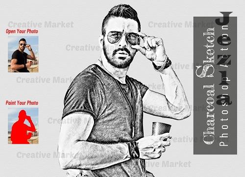 Charcoal Sketch Photoshop Action - 7053812