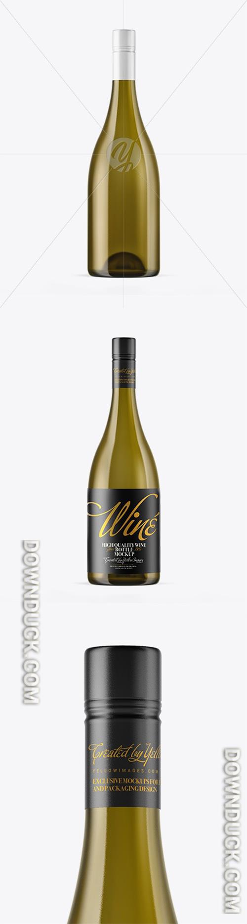 Antique Green Glass Bottle With White Wine Mockup 47271