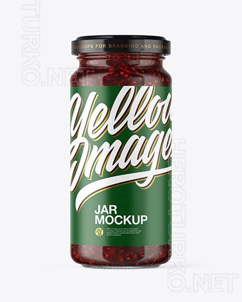 Clear Glass Raspberry Jam Jar Mockup 50319