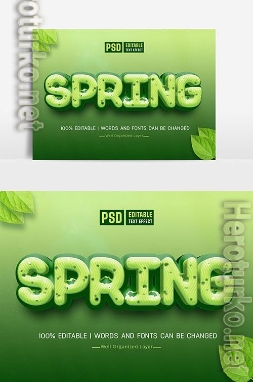 Spring Text Effect With Flowers And Leaves