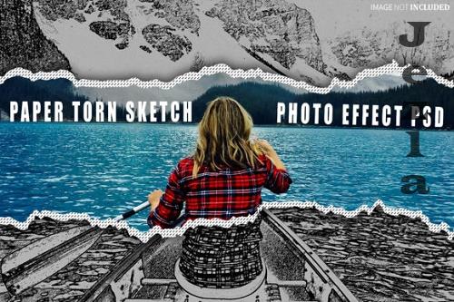 Paper Torn Sketch Photo Effect 