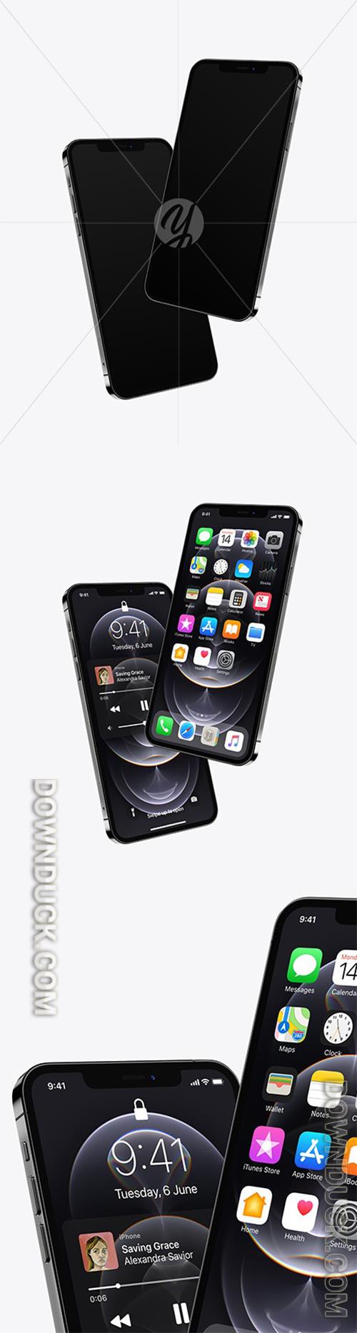 Two Apple iPhones 12 Pro Max Graphite Mockup 75439 Two Apple iPhones 12 Pro Max Graphite Mockup 75439