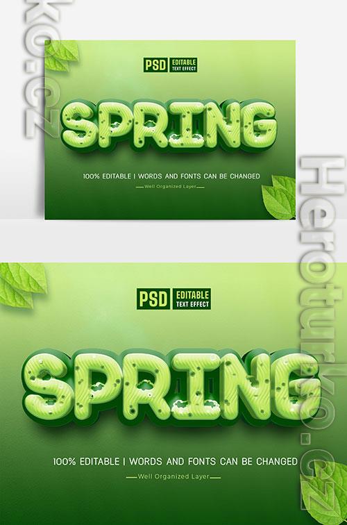 Spring Text Effect With Flowers And Leaves