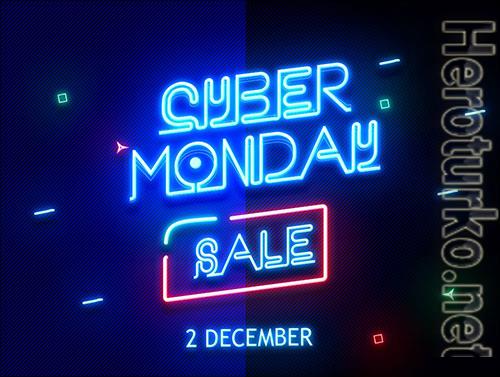 Cyber Monday Sale Neon Text Effect