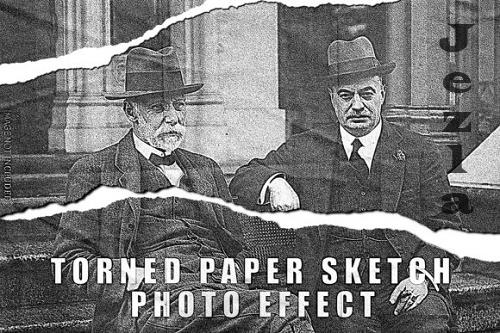 Torned Paper Sketch Photo Effect