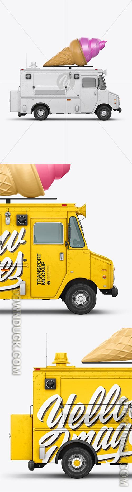 Ice Cream Food Truck Mockup - Side View 37563