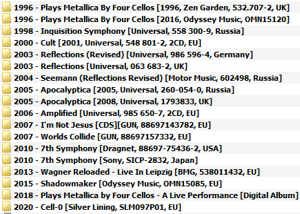 Apocalyptica - Discography (1996-2020)