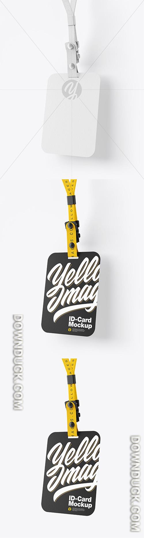 Lanyard w/ Paper ID Card Mockup - Side View 74877 