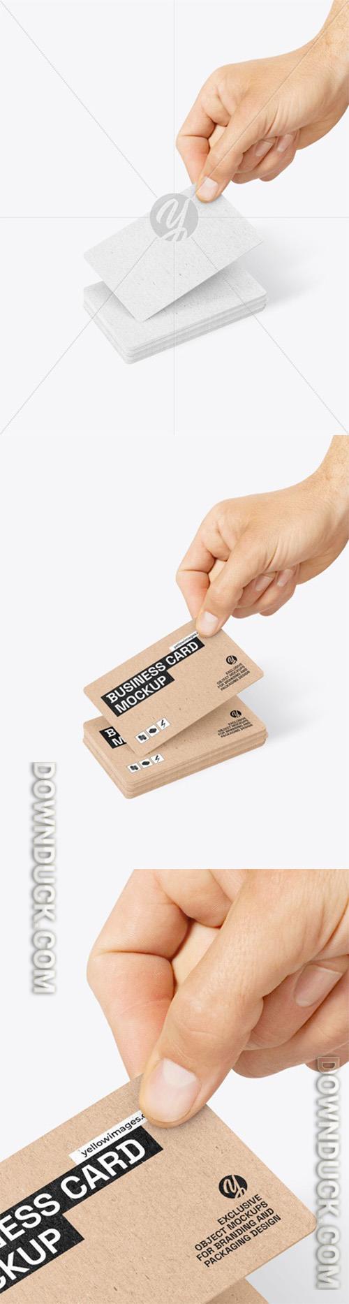 Kraft Business Card in a Hand Mockup 97274 