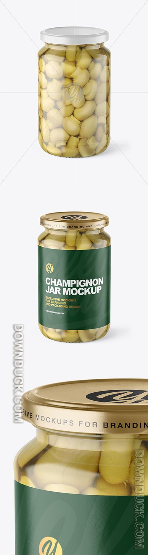 Clear Glass Jar with Champignons Mockup 97185 Clear Glass Jar with Champignons Mockup 97185