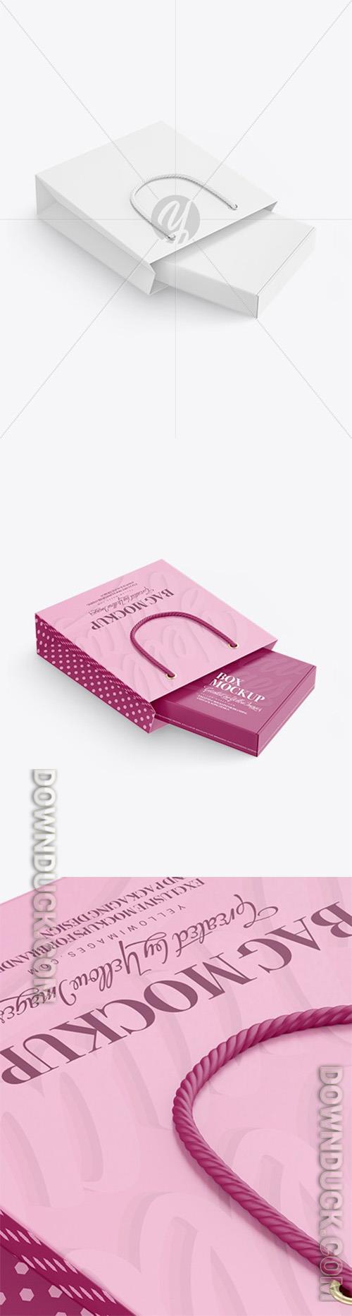 Paper Shopping Bag With Box Mockup 96598 Paper Shopping Bag With Box Mockup 96598