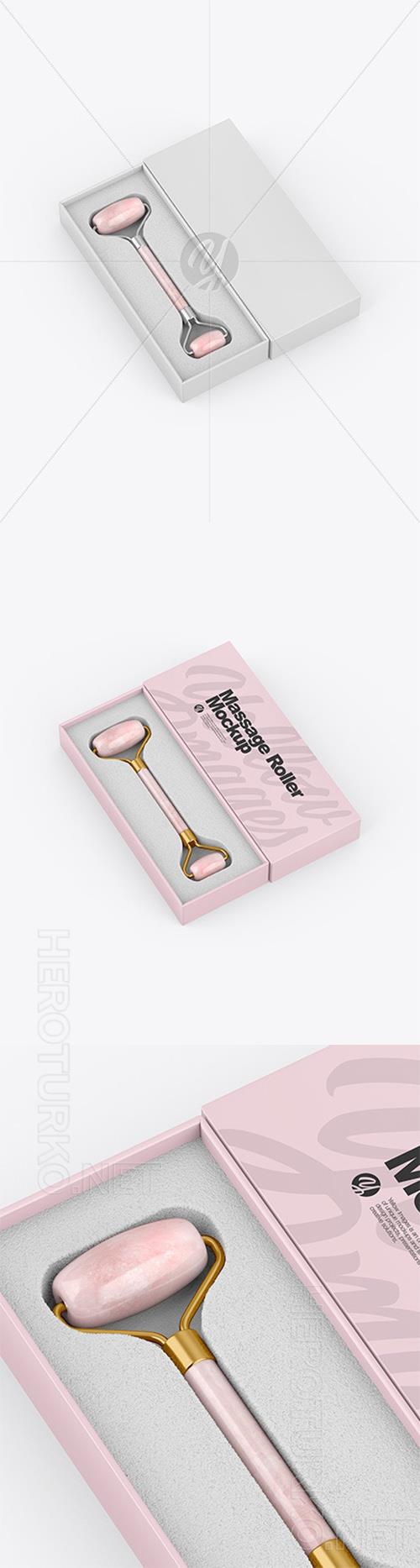 Rose Quartz Massage Roller W/ Box Mockup 93630 Rose Quartz Massage Roller W/ Box Mockup 93630