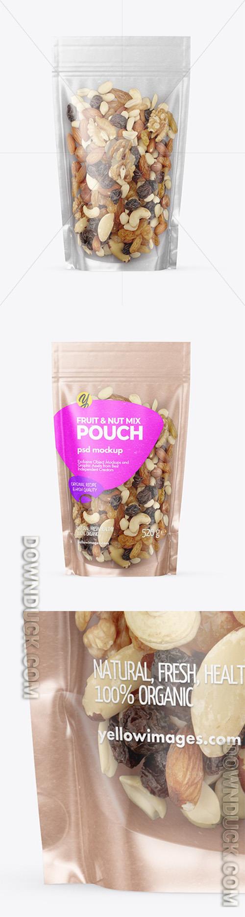 Kraft Stand-up Pouch with Fruit & Nut Mix Mockup 91129 