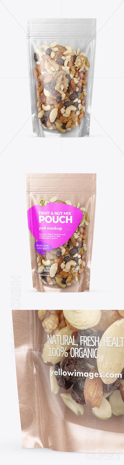 Kraft Stand-up Pouch with Fruit & Nut Mix Mockup 91129 