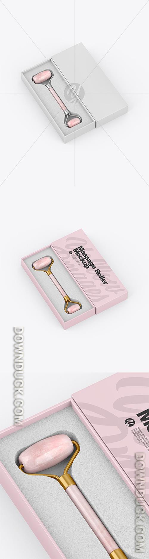 Rose Quartz Massage Roller W/ Box Mockup 93630 Rose Quartz Massage Roller W/ Box Mockup 93630
