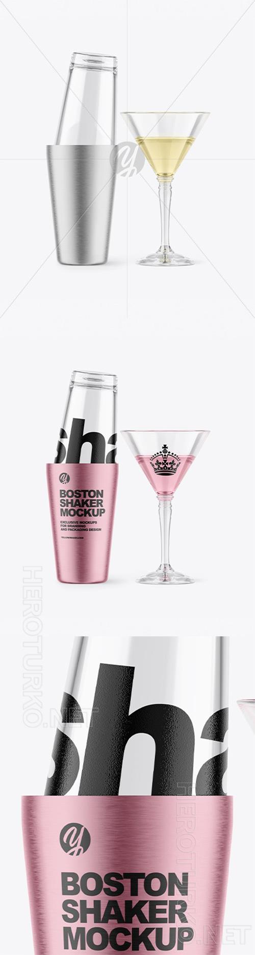 Boston Shaker Bottle With Cocktail Glass Mockup 94106 Boston Shaker Bottle With Cocktail Glass Mockup 94106