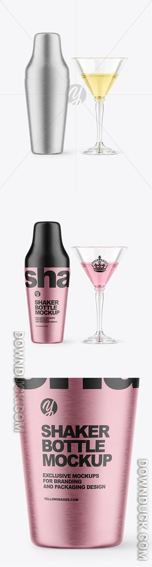 Metallic Shaker Bottle With Cocktail Glass Mockup 93853 