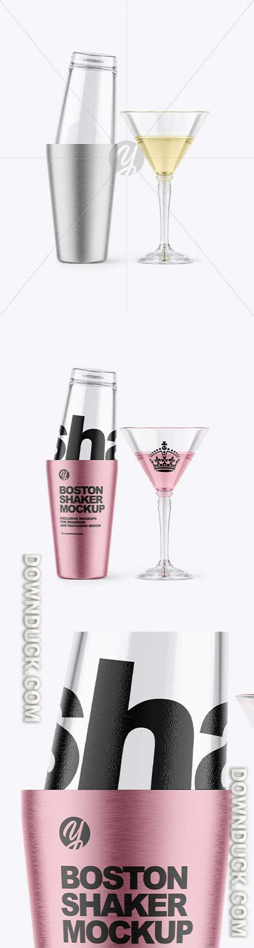 Boston Shaker Bottle With Cocktail Glass Mockup 94106 