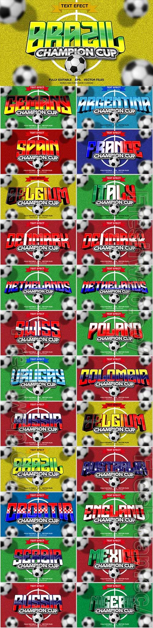 Football 3d editable text style effect vector vol 1032