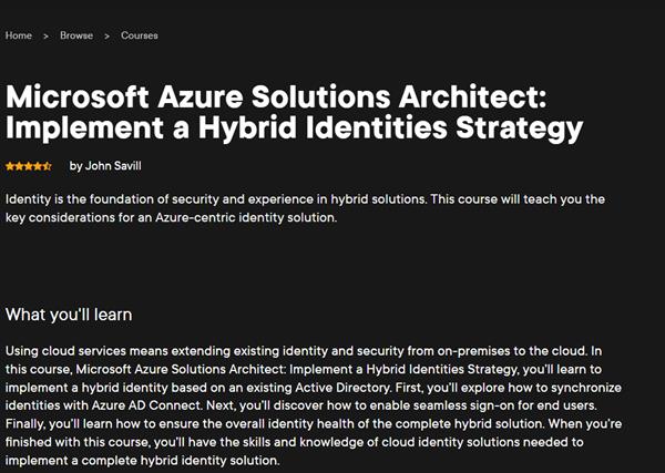 Microsoft Azure Solutions Architect: Implement a Hybrid Identities Strategy
