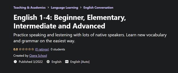 English 1-4 Beginner, Elementary, Intermediate and Advanced