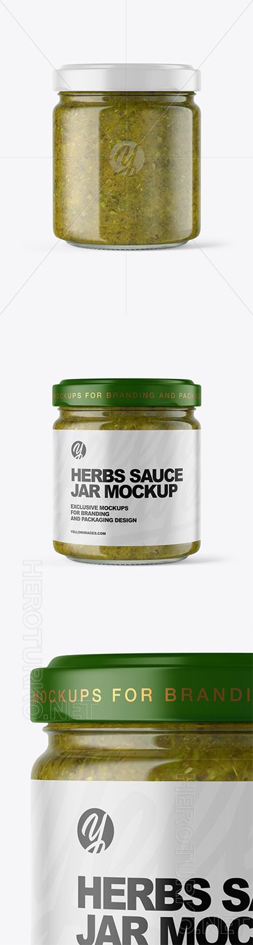 Clear Glass Jar with Spicy Herbs Sauce Mockup 78154 Clear Glass Jar with Spicy Herbs Sauce Mockup 78154
