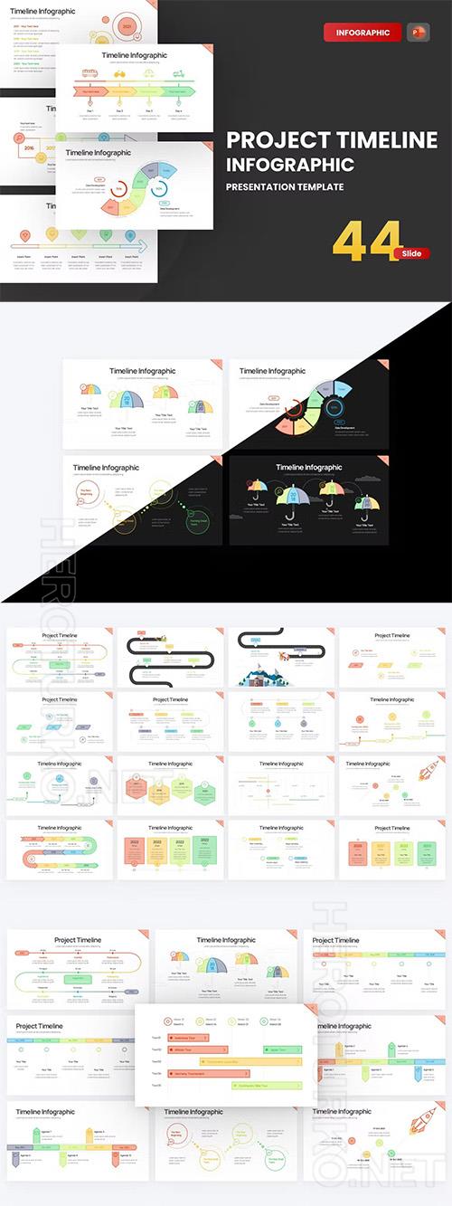 Project Timeline Line Color 3 PowerPoint Template 