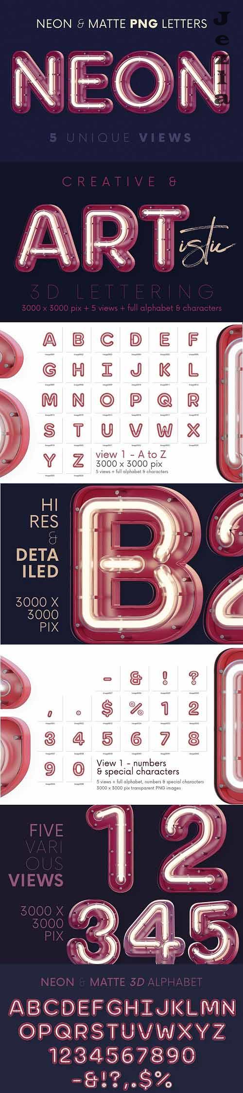 Neon & Matte - 3D Lettering - 7072943 Neon & Matte - 3D Lettering - 7072943