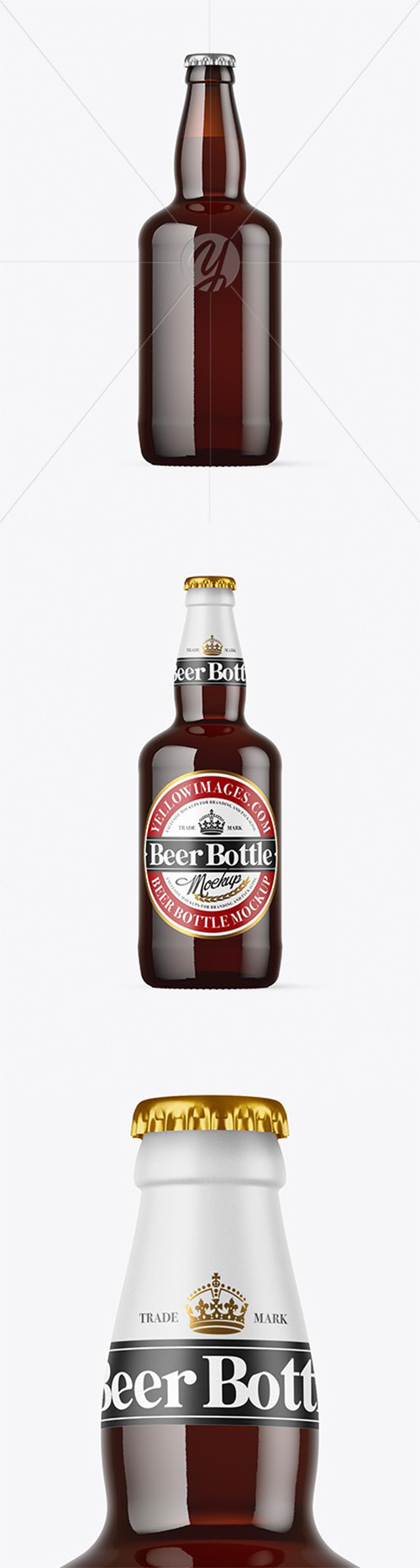 Dark Amber Glass Beer Bottle Mockup 72833