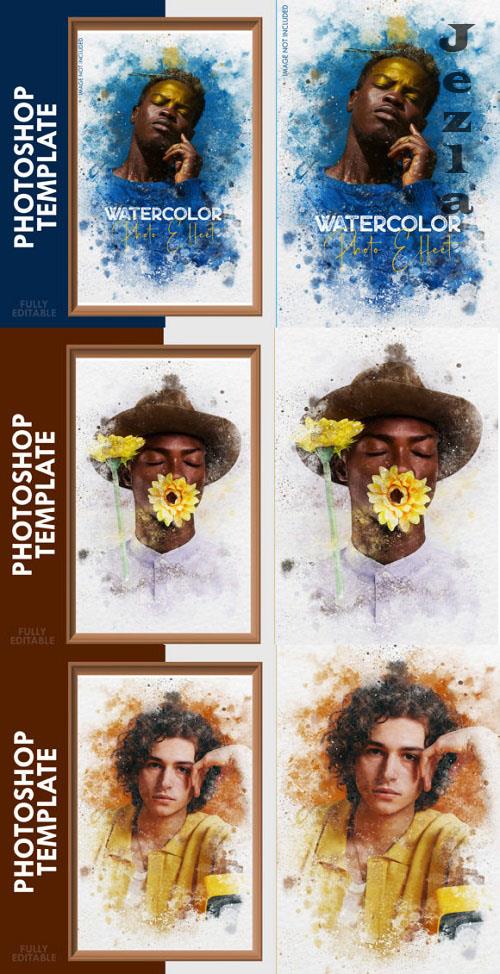 Watercolor Photo Effect - Photoshop Template