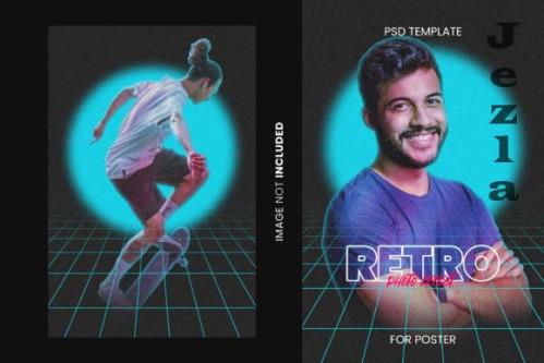 Retro Poster Photo Effect Psd