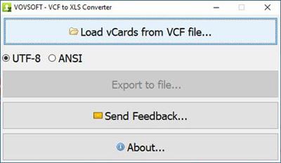 VovSoft VCF to XLS Converter 1.9.0.0