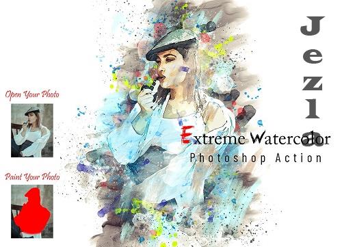 Extreme Watercolor Photoshop Action - 7080961