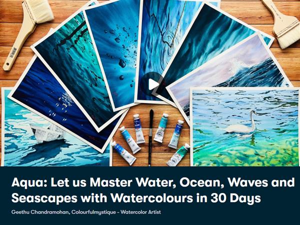 Aqua Let us Master Water, Ocean, Waves and Seascapes with Watercolours in 30 Days