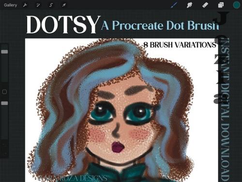 Dotsy Procreate Brush - Retro Dot Art Drawing, Painting Shading Stippling