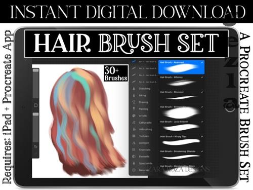 Procreate Hair Brush Set Vol. 2 - 30+ Brushes Bundle Pack, Portrait Drawing Face Character Art - 1183346451 Procreate Hair Brush Set Vol. 2 - 30+ Brushes Bundle Pack, Portrait Drawing Face Character Art - 1183346451