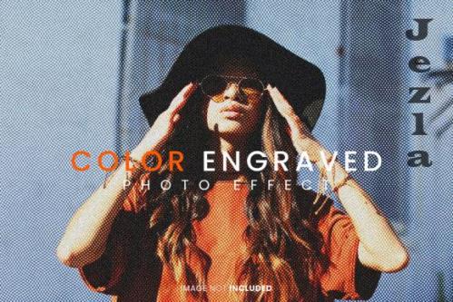 Color Engraved Photo Effect Psd