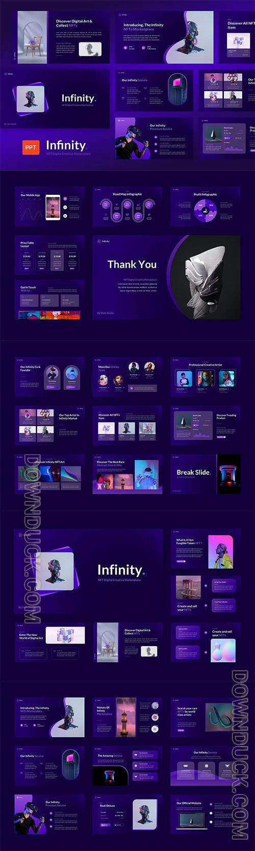 NFT Digital Creative Marketplace Powerpoint, Keynote and Google Slides Template 