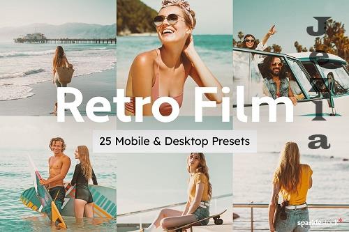 25 Retro Film Lightroom Presets LUTs - 7087660
