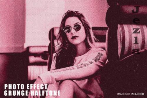 Grunge Halftone Photo Effect Psd