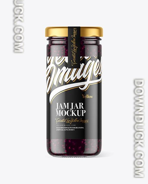 Clear Glass Jar with Blackberry Jam Mockup 56621