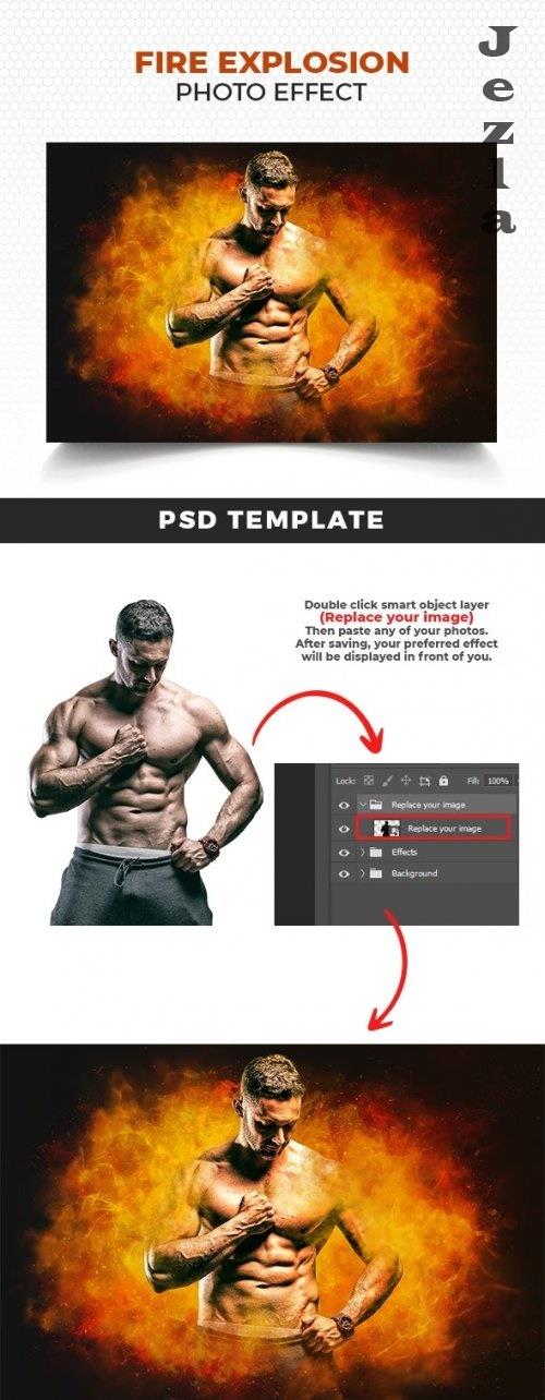 Fire Explosion Photoshop Template - 36421096