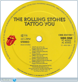 The Rolling Stones  Tattoo You. Recorded 1981 (1987)