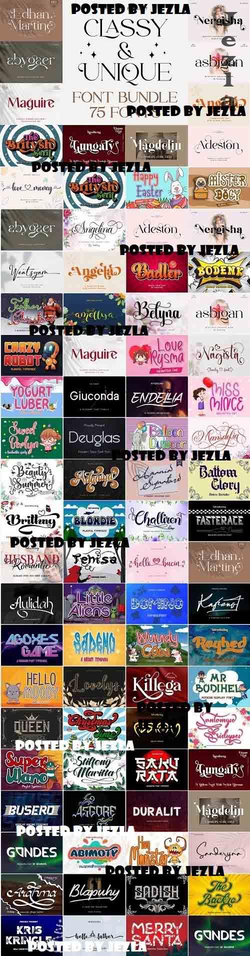 Classy & Unique Font Bundle -  75 Premium Fonts