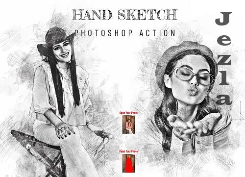 Hand Sketch Photoshop Action - 7099226