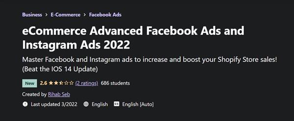 eCommerce Advanced Facebook Ads and Instagram Ads 2022